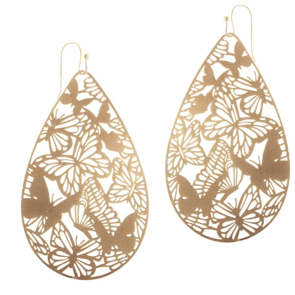 Gold Butterfly Filigree Lightweight Earrings